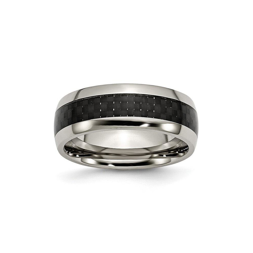 Chisel TB178-13 8 mm Titanium Polished with Black Carbon Fiber Inlay Band, Size 13-image-OPC-PSPMJX-NEW