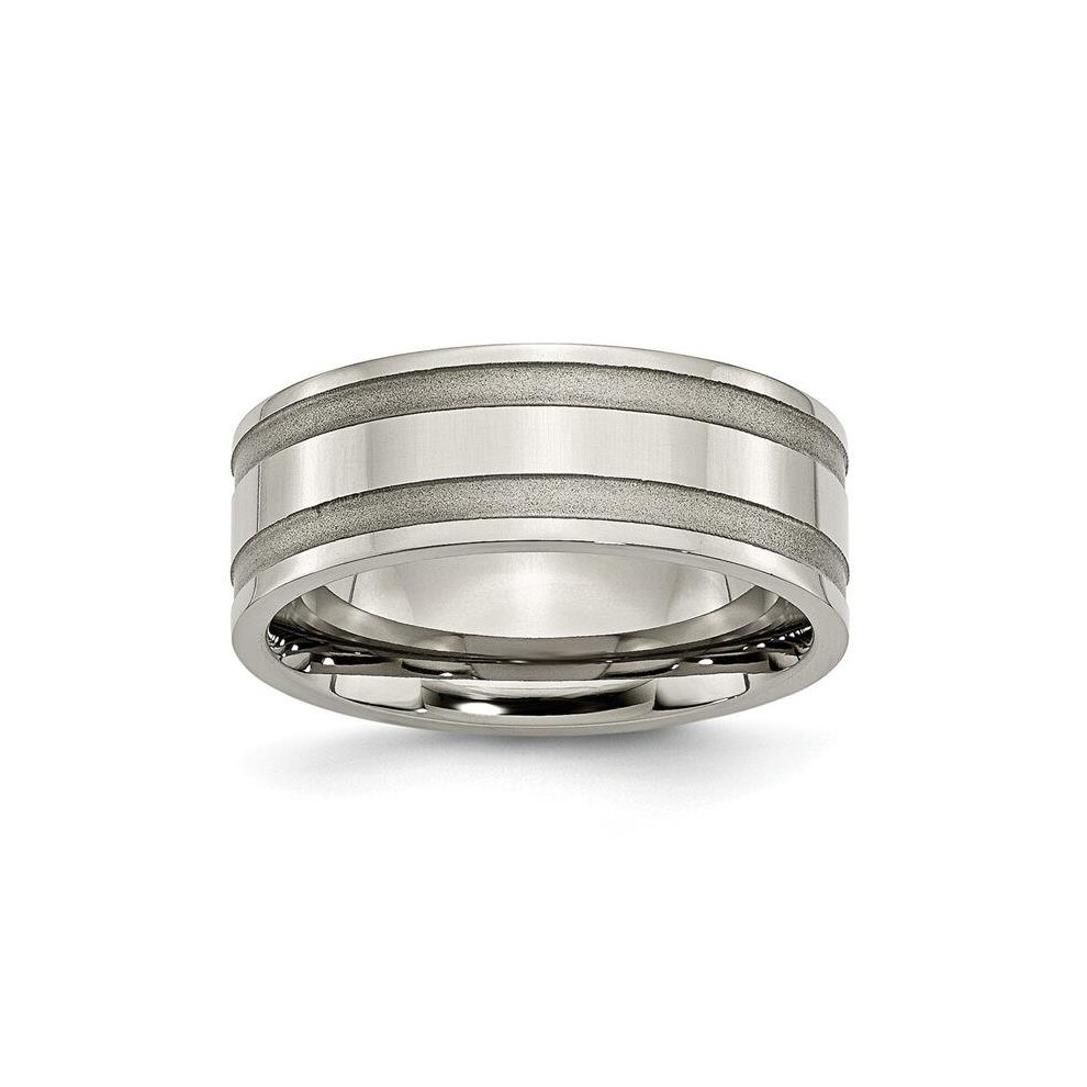 Bridal TB203-7.5 8 mm Titanium Grooved Brushed & Polished Band, Size 7.5-image-OPC-PSPPXB-NEW