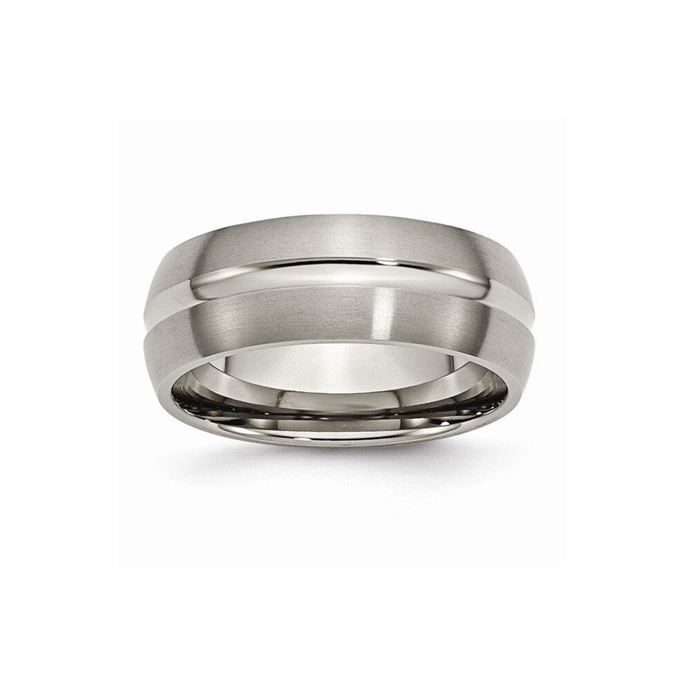 Bridal TB51-14 8 mm Titanium Grooved Brushed & Polished Band - Size 14-image-OPC-PSPQH7-NEW