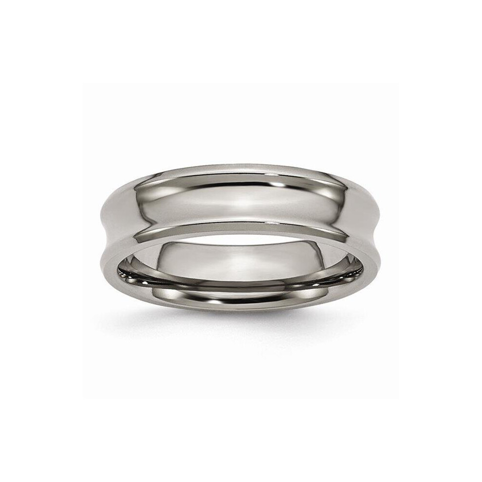 Bridal TB44-13 6 mm Titanium Concave Polished & Beveled Edge Band - Size 13