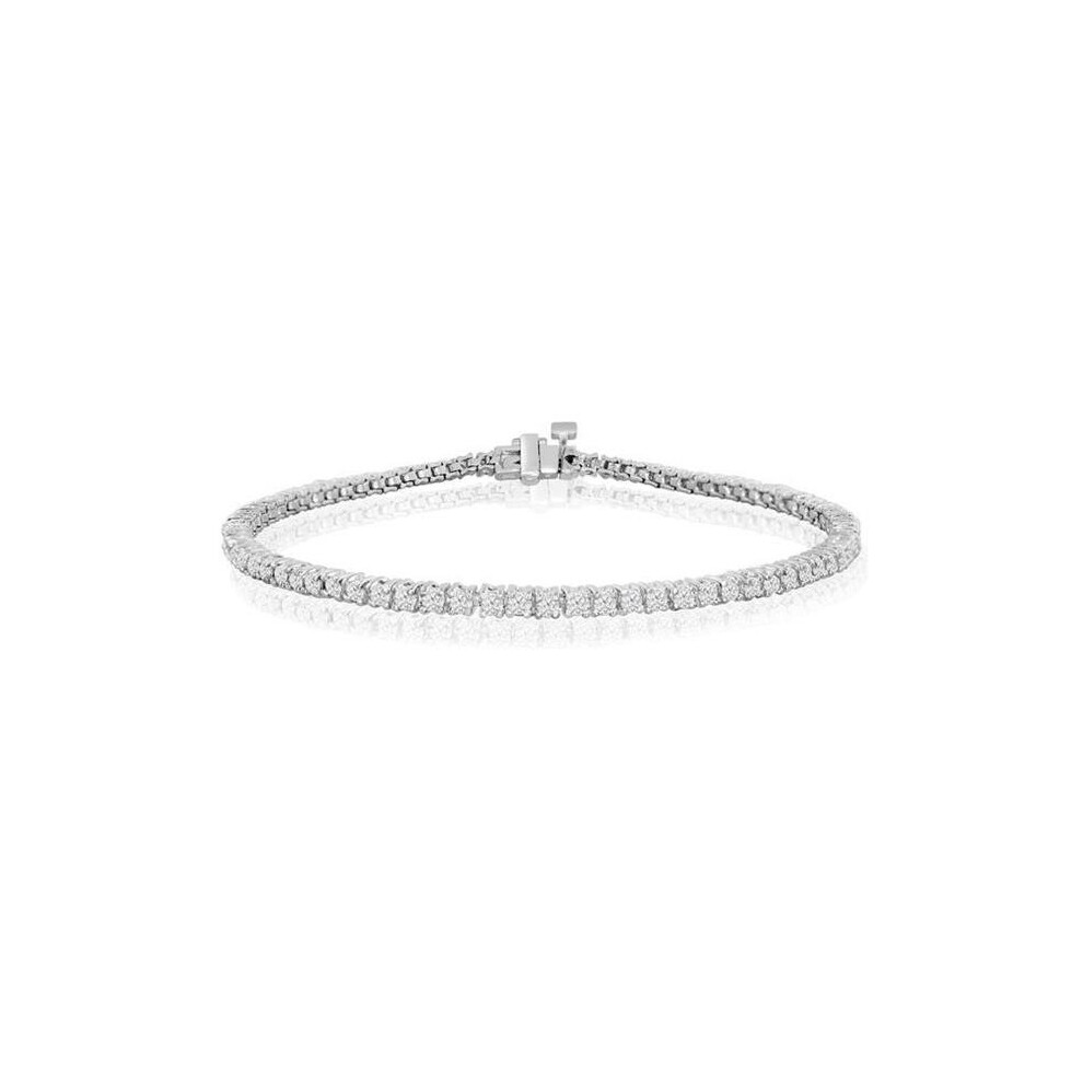Photos - Bracelet Harry Chad HC10961 5 CT Round Cut Diamond Lady Tennis , 14K White Gold - Color F-G - VS2 & SI Clarity