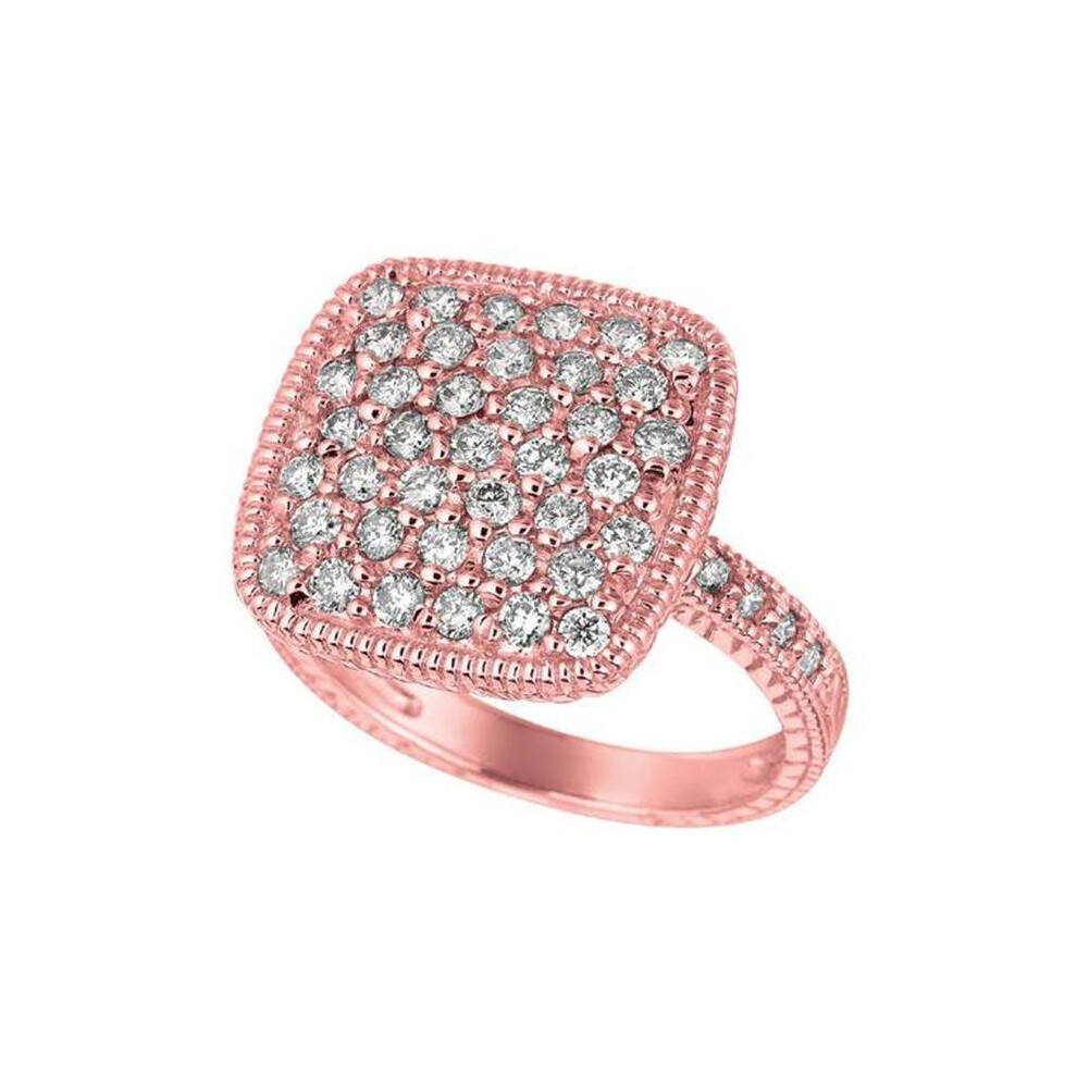 Photos - Ring Harry Chad Enterprises HC11609-6 1.25 CT 14K Pink Gold Round Brilliant Diamond Square Shape Fancy 