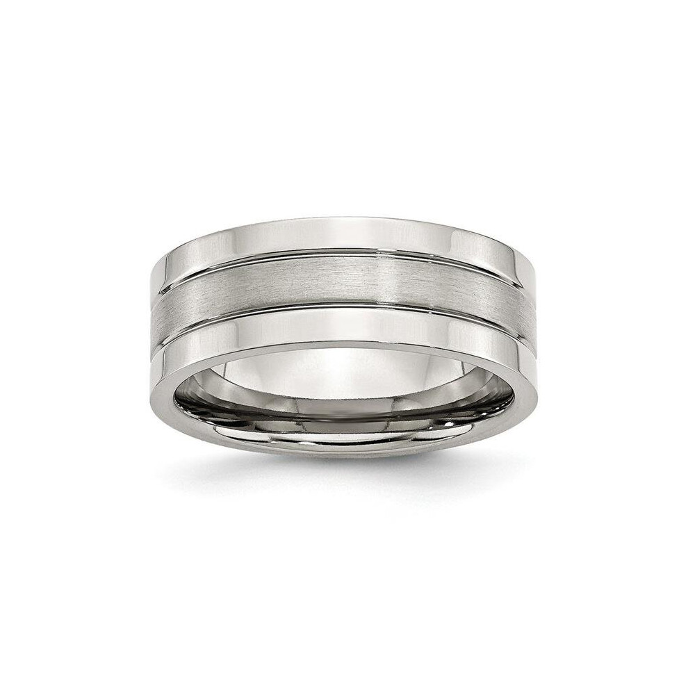 Bridal SR31-12.5 8 mm Stainless Steel Grooved Satin & Polished Band - Size 12.5-image-OPC-PSQ87V-NEW