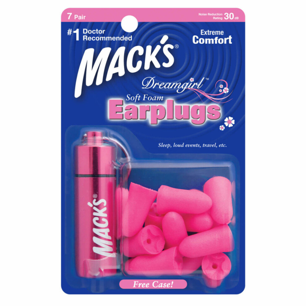 (7 Pairs / Pack) Mack's Dreamgirl Soft Foam Earplugs for sleeping and travel