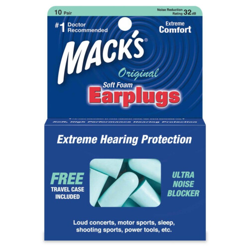 (10 Pairs / Pack) Mack's Original Soft Foam Earplugs MACKS Sleeping Studying Travelling Ear Plugs
