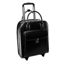 McKlein 97695 15.6 in. Uptown Leather Vertical Wheeled Ladies Briefcase, Black - 13.5 x 6 x 16 in.