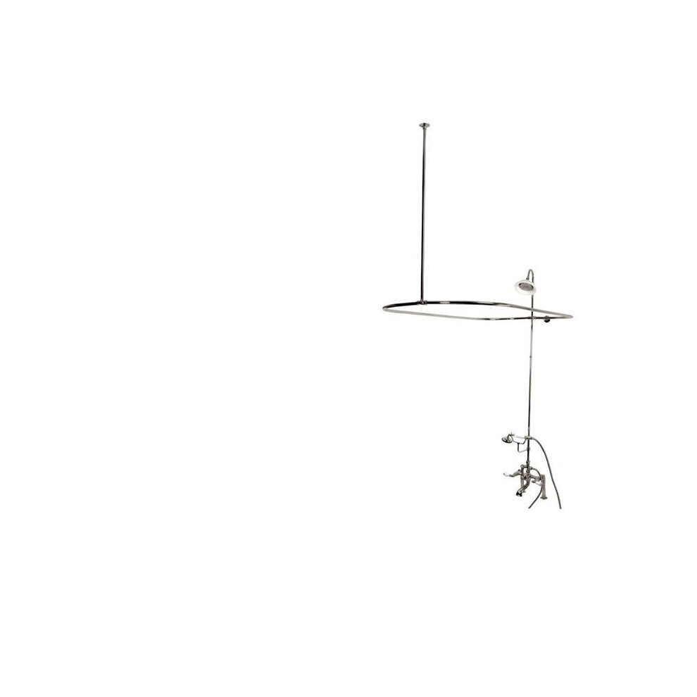 Kingston Brass Cck1178dpl 7 In. Vintage Deck Mount Center Clawfoot Tub Fixture With Shower Riser Package In Satin Nickel 663370141324