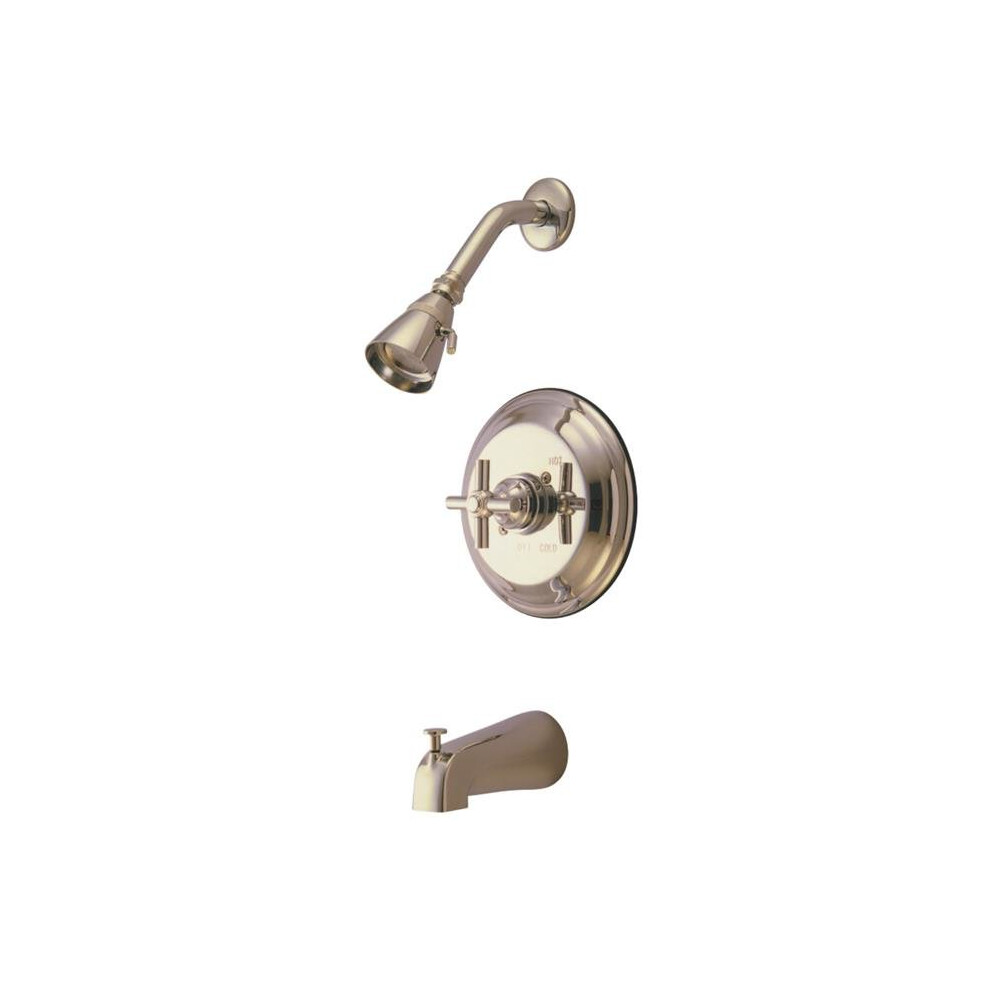 Kingston Brass Kb2638ex Tub & Shower Faucet With Cross Handle, Satin Nickel 663370030734