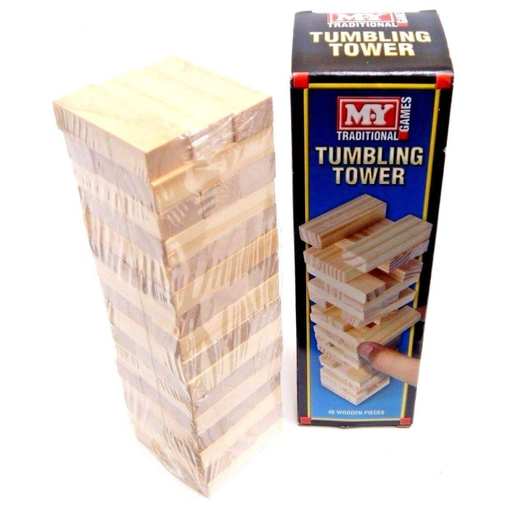 TRADITIONAL WOODEN STACKING TUMBLING TOWER GAME LIKE JENGA KID FAMILY BOARD MINI