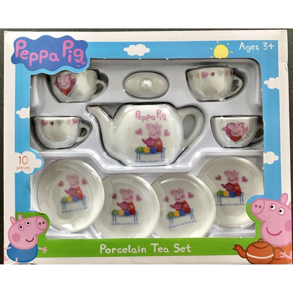Peppa Pig 13 Piece Ceramic Porcelain Kids Tea Party Play Set Gift Uk Pot Cup Set