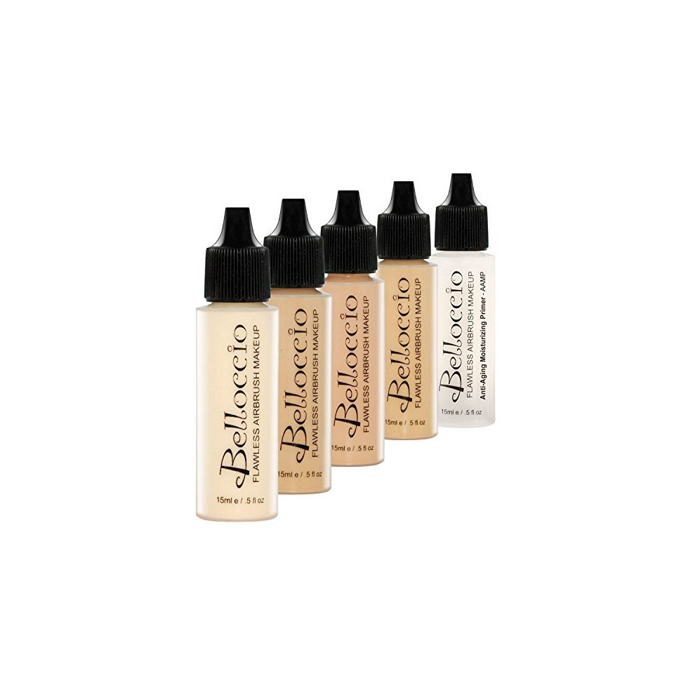 Belloccio Fair Color Shade Foundation Set Professional Cosmetic Airbrush Makeup In 1 2 Oz Bottles