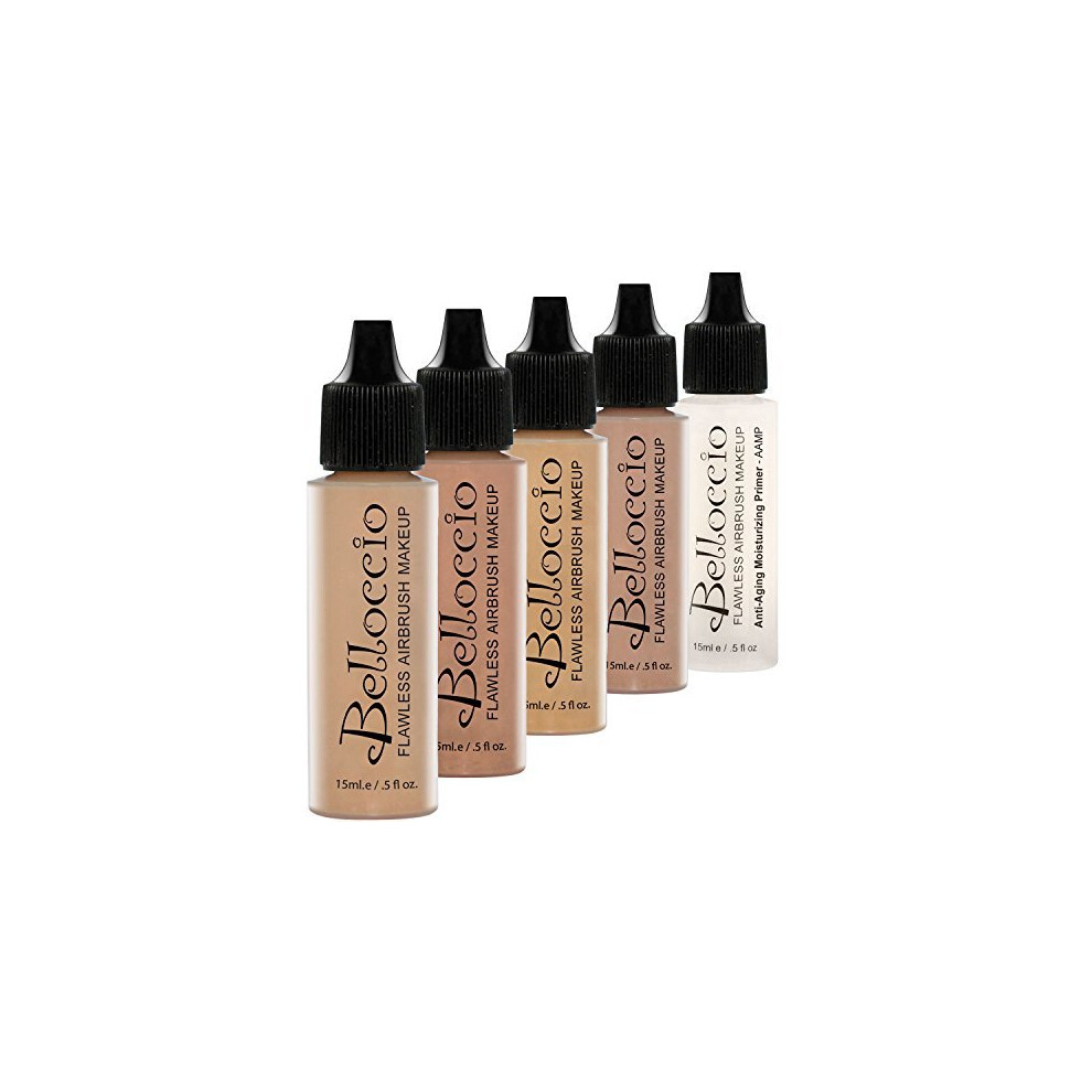 Belloccio Medium Color Shade Foundation Set Professional Cosmetic Airbrush Makeup In 1 2 Oz Bottles