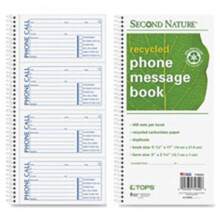 TOPS Second Nature Spiralgebundenes Telefonbuch, 2-teilig, 5 1/2" x 11", 60% Recycelt, Weiß/Blau