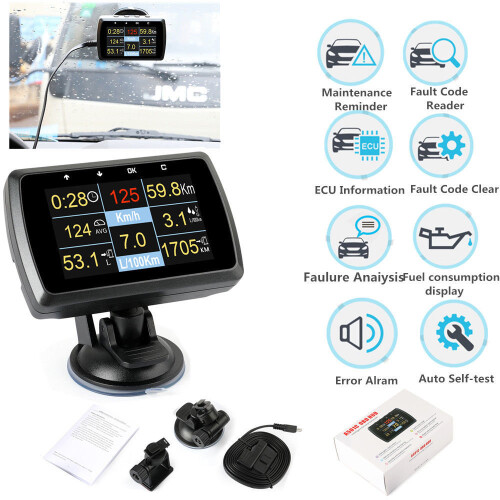 OBD2 Code Reader HUD Head Up Display Fuel Speedometer Water Temp Tool ...
