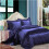 (DOUBLE, NAVYBLUE) 6PCS Satin Silk Duvet Cover Bedding Set 1