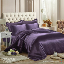 (DOUBLE, AUBERGINE) 6PCS Satin Silk Duvet Cover Bedding Set