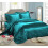(DOUBLE, TEAL) 6PCS Satin Silk Duvet Cover Bedding Set 1