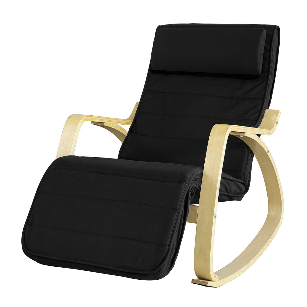 SoBuy® FST16-SCH, Rocking Chair Lounge Chair with Footrest Design