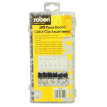 Rolson R61290 Round Cable Clips Black & White Assorted Sizes (4-10mm), 390 Pieces