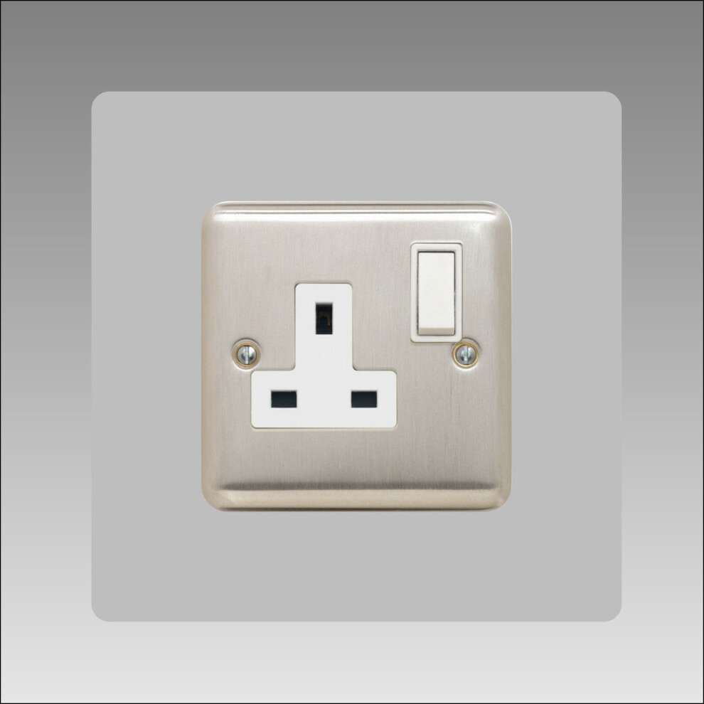 (Grey) Single Socket Surround Square Acrylic Finger Plate 5060499290165