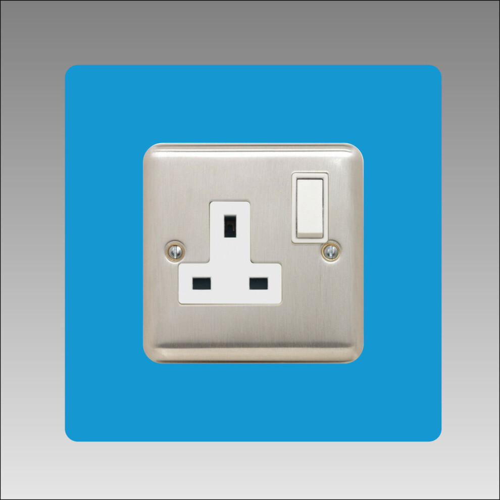 (Light Blue) Single Socket Surround Square Acrylic Finger Plate 5060499290158