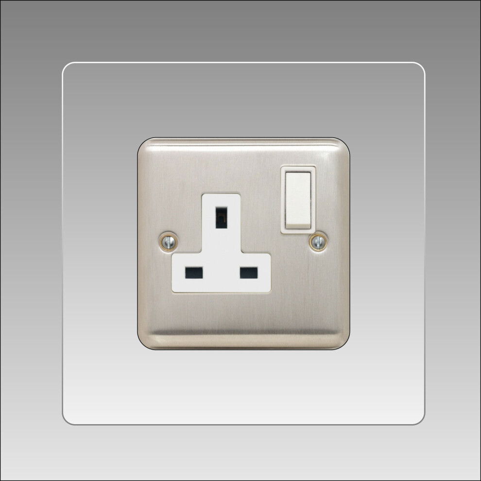 (Clear) Single Socket Surround Square Acrylic Finger Plate 5060499291520