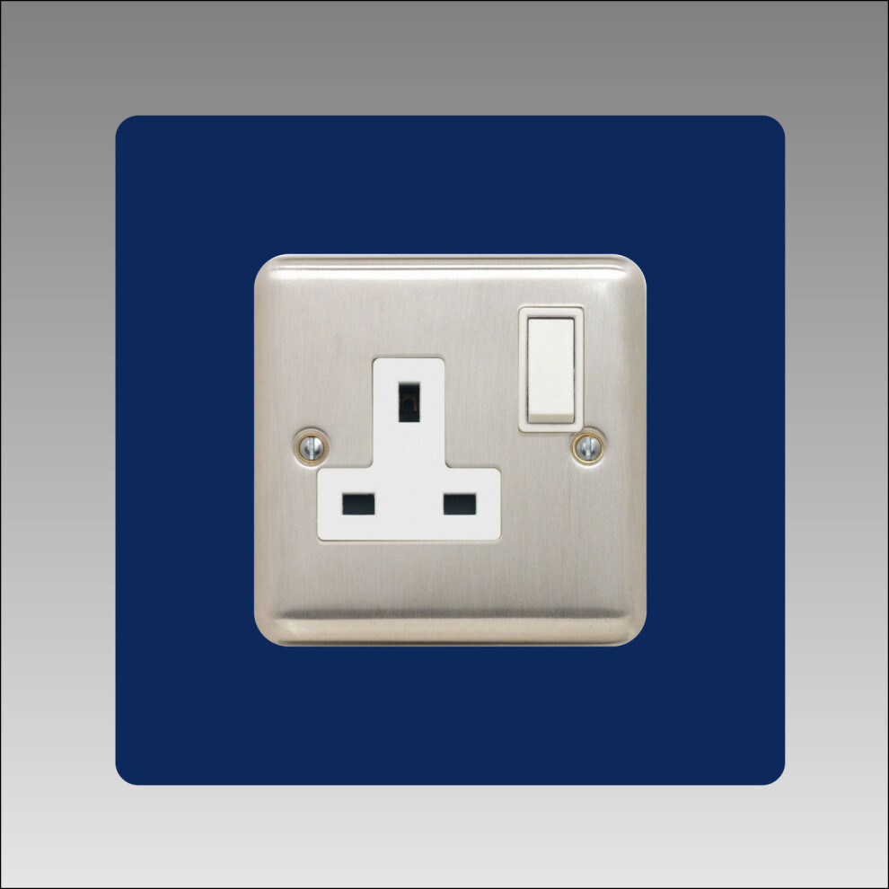 (Navy) Single Socket Surround Square Acrylic Finger Plate 5060499290127