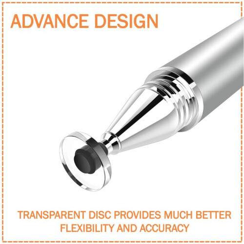 (Silver) ISOUL 2-in-1 Stylus Pen & 2 Replaceable Tips | Capacitive Stylus 2