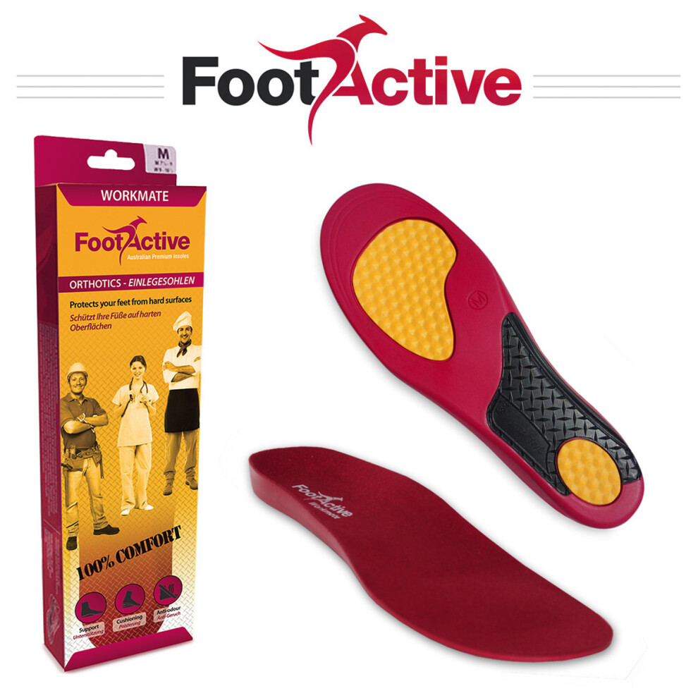 (Large (9 - 10½)) FootActive WORKMATE Insoles - Shock-Absorbing and Comfortable Insoles for Workers on Their Feet All Day