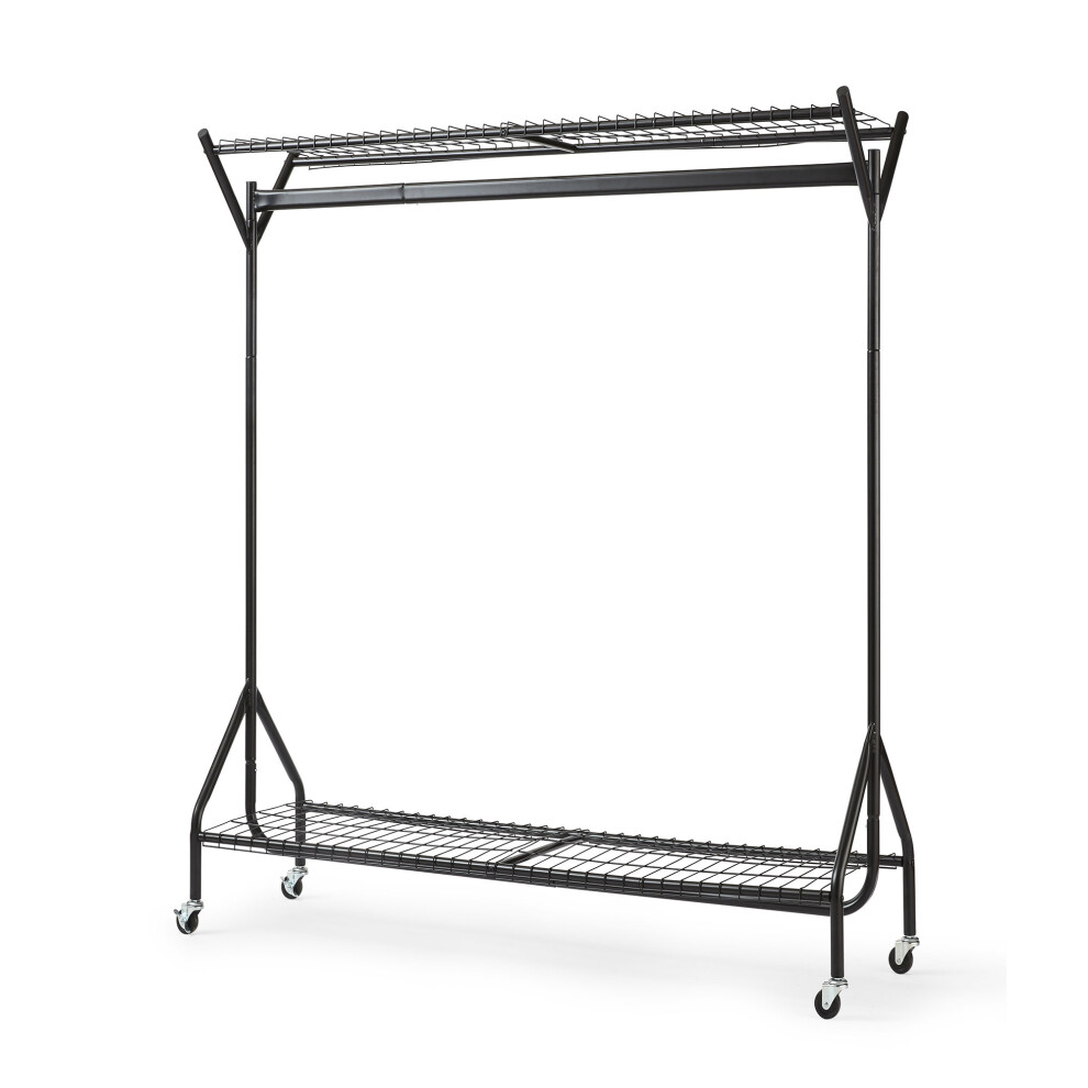 4ft x 5ft Black Heavy Duty Clothes Rail With Shoe Rack