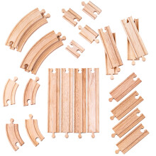 Bigjigs Toys Curves & Straights Expansion Pack | Wooden Train Tracks