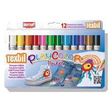 Canetas de tinta guache sólida 5g - Playcolor Textil Pocket - 12 cores sortidas - 10561