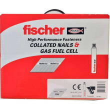 Fischer 75mm Collated Ring Shank Nails & 2 Gas Fuel Cells Galv (Box of 2200)