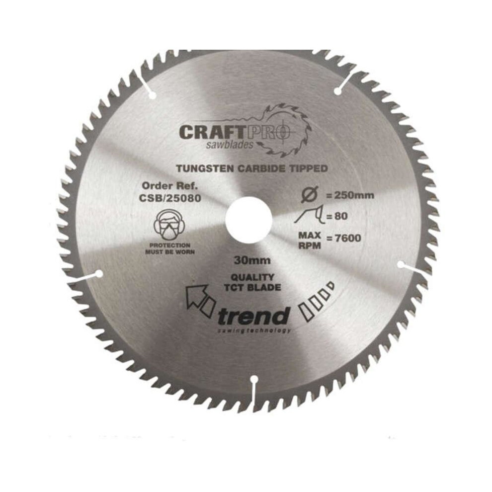 Trend CSB/25080 TCT saw blade 250mm x 80 teeth x 30mm