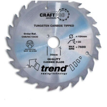 Trend CSB/NC18430A Blade TC nail cutting 184mm x 30 teeth x 30mm