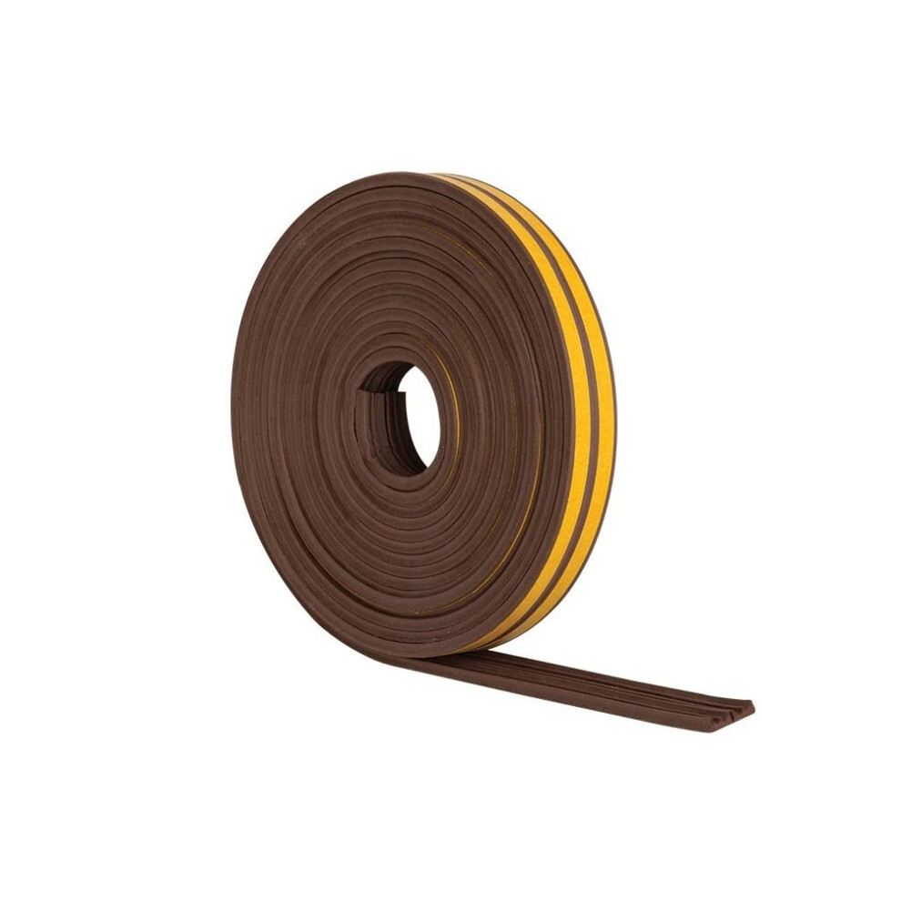 Stormguard  10m EPDM 'E' Profile Self-Adeshive Rubber Draught Excluder - Brown …