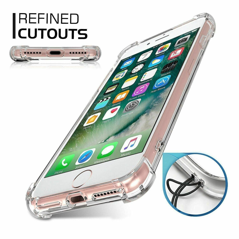 (7/8/) Shockproof Silicone Clear Case Cover for iPhone