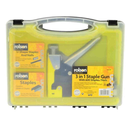 Staple Gun 3 In 1 Stapler Tacker With Staples Upholstery Rolson Heavy Duty 44319 on OnBuy