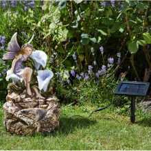 Large Garden Fairy Liliana Cascade Water Fountain Solar Powered Pump Ornament