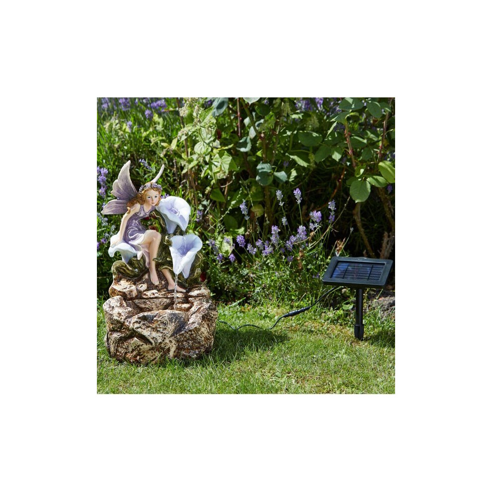 Large Garden Fairy Liliana Cascade Water Fountain Solar Powered Pump Ornament