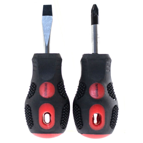 Mini Stubby Screwdriver Set Flat Head Pozi Small Compact Hand Tools Amtech L0340 1