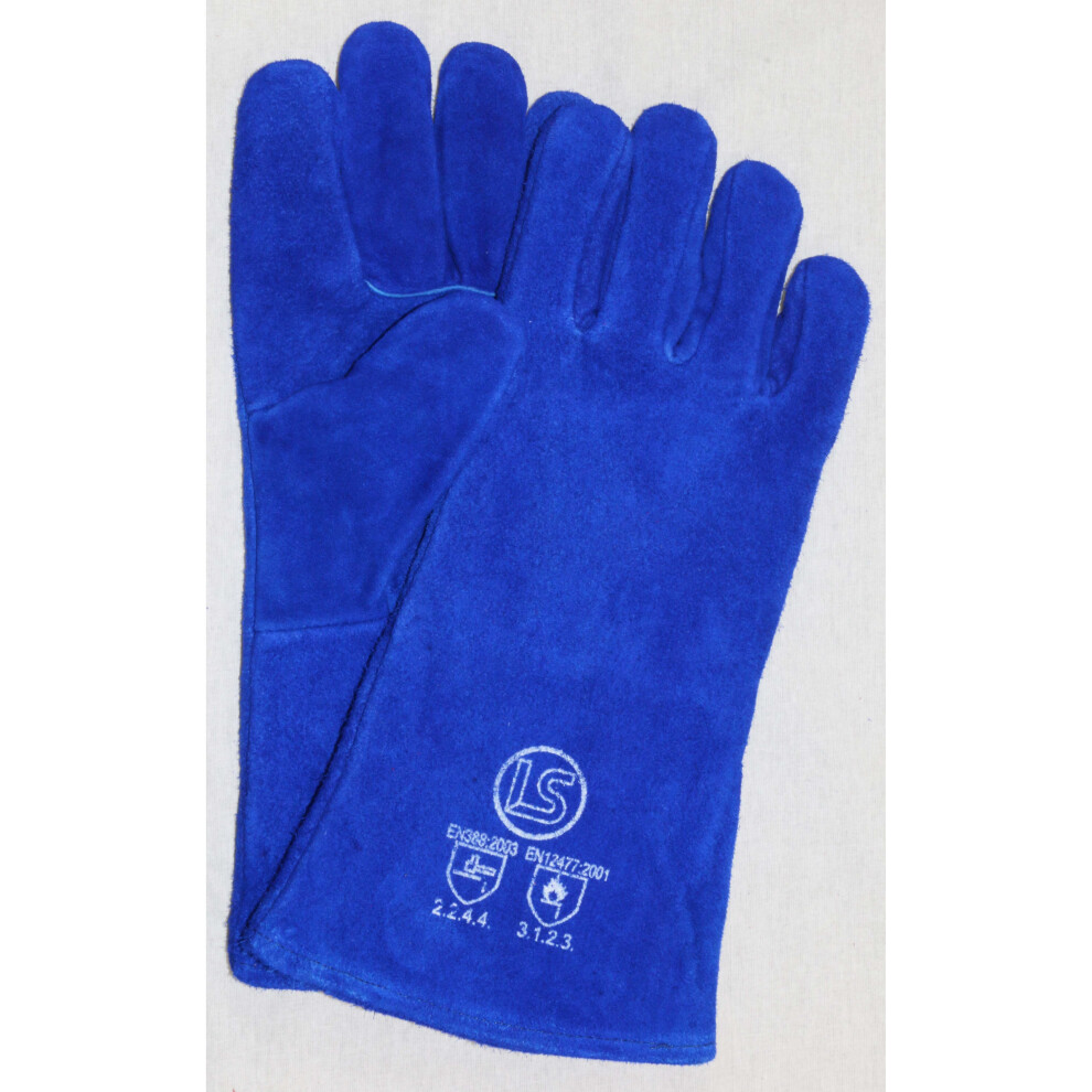 (Blue) Stove - Woodburner - Welders Gauntlet - BBQ Glove