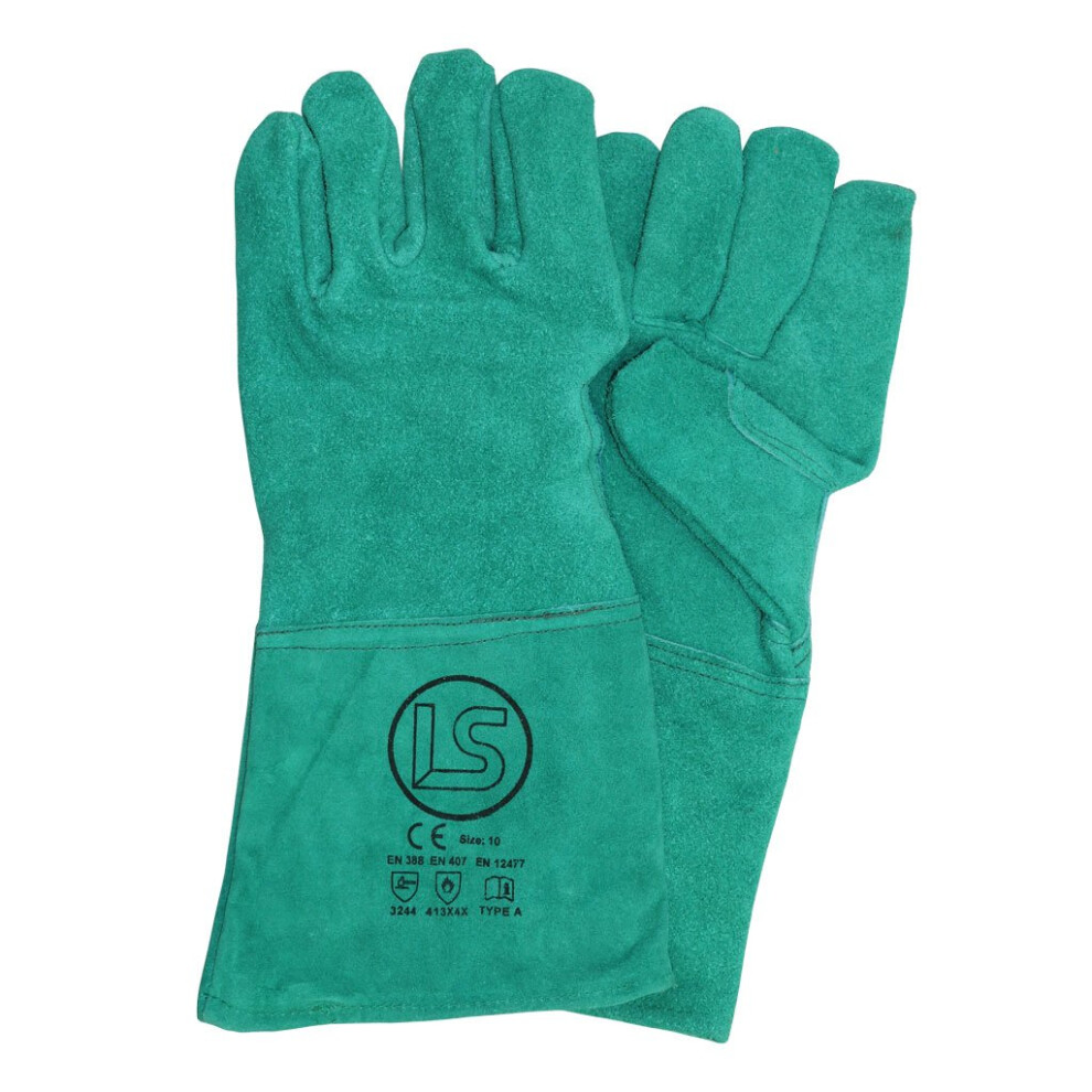 (Green) Stove - Woodburner - Welders Gauntlet - BBQ Glove