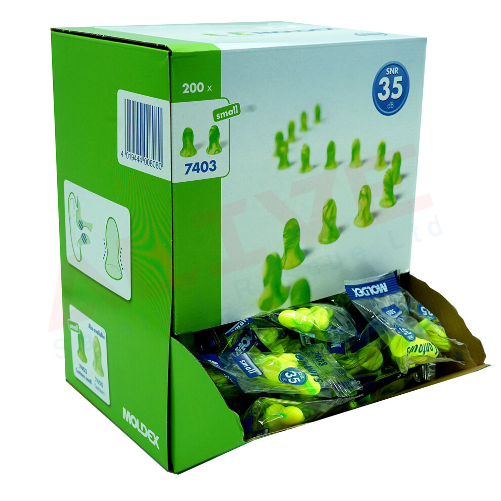 (Box of 200 Pairs) MOLDEX 7403 Contours Small Size Ear Plugs SNR 35dB