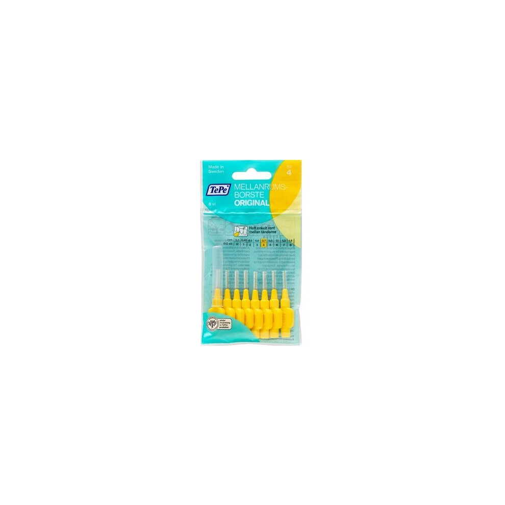 5 x Tepe Interdental Brushes Yellow 8 pcs Original 0.7 mm From Sweden