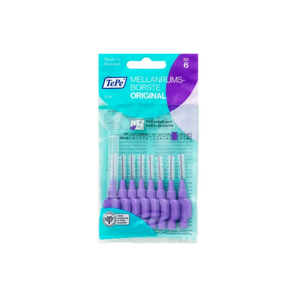 5 x Tepe Interdental Spacer Brush Original 1.1 mm 8 pcs From Sweden