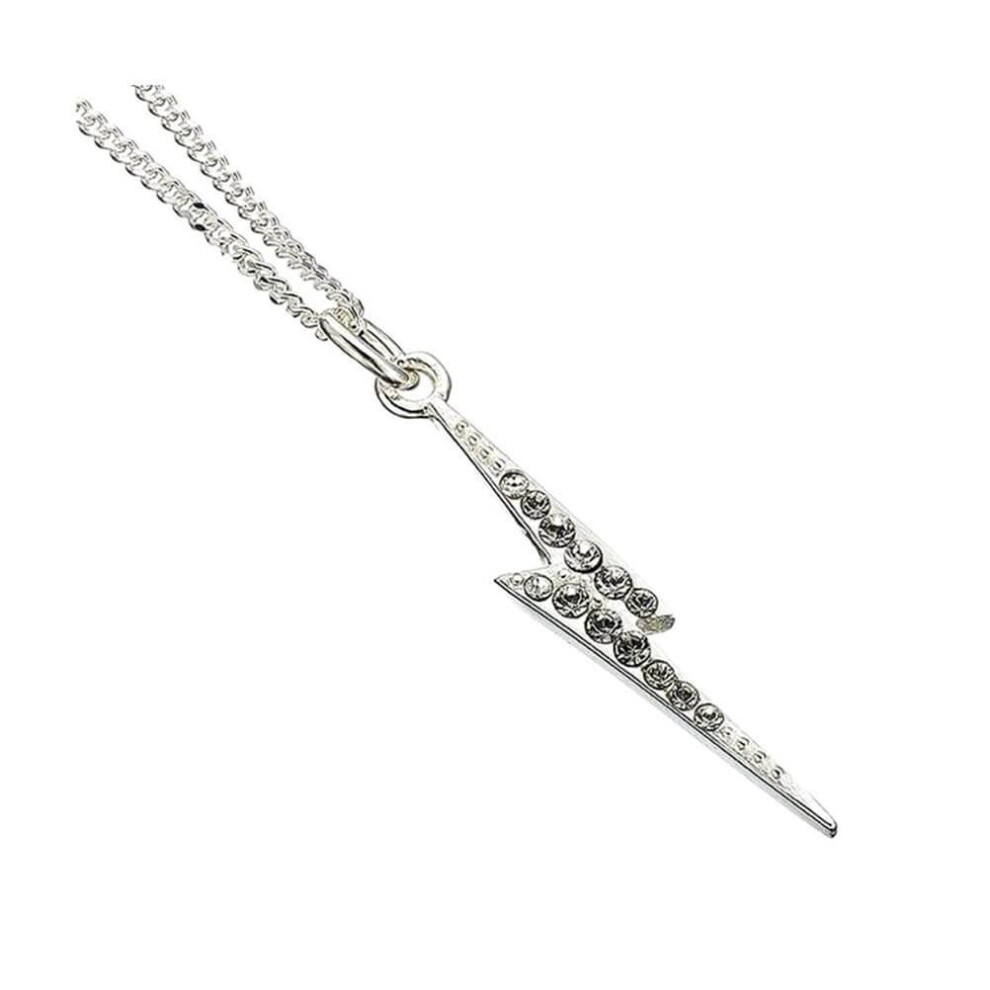 Harry Potter Swarovski Crystals Lightning Bolt Necklace Silver