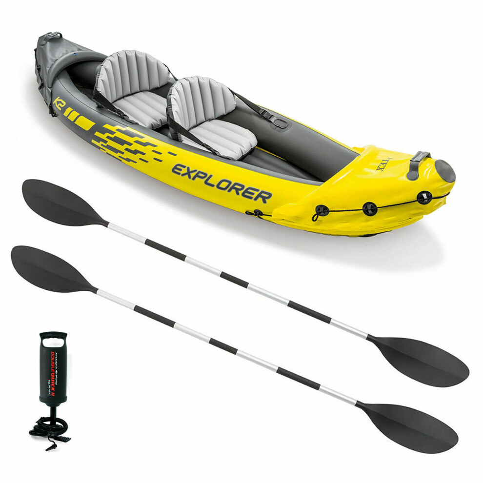 Intex 1 Person Inflatable Kayak With A 86 Inch Oar And A 2 Person