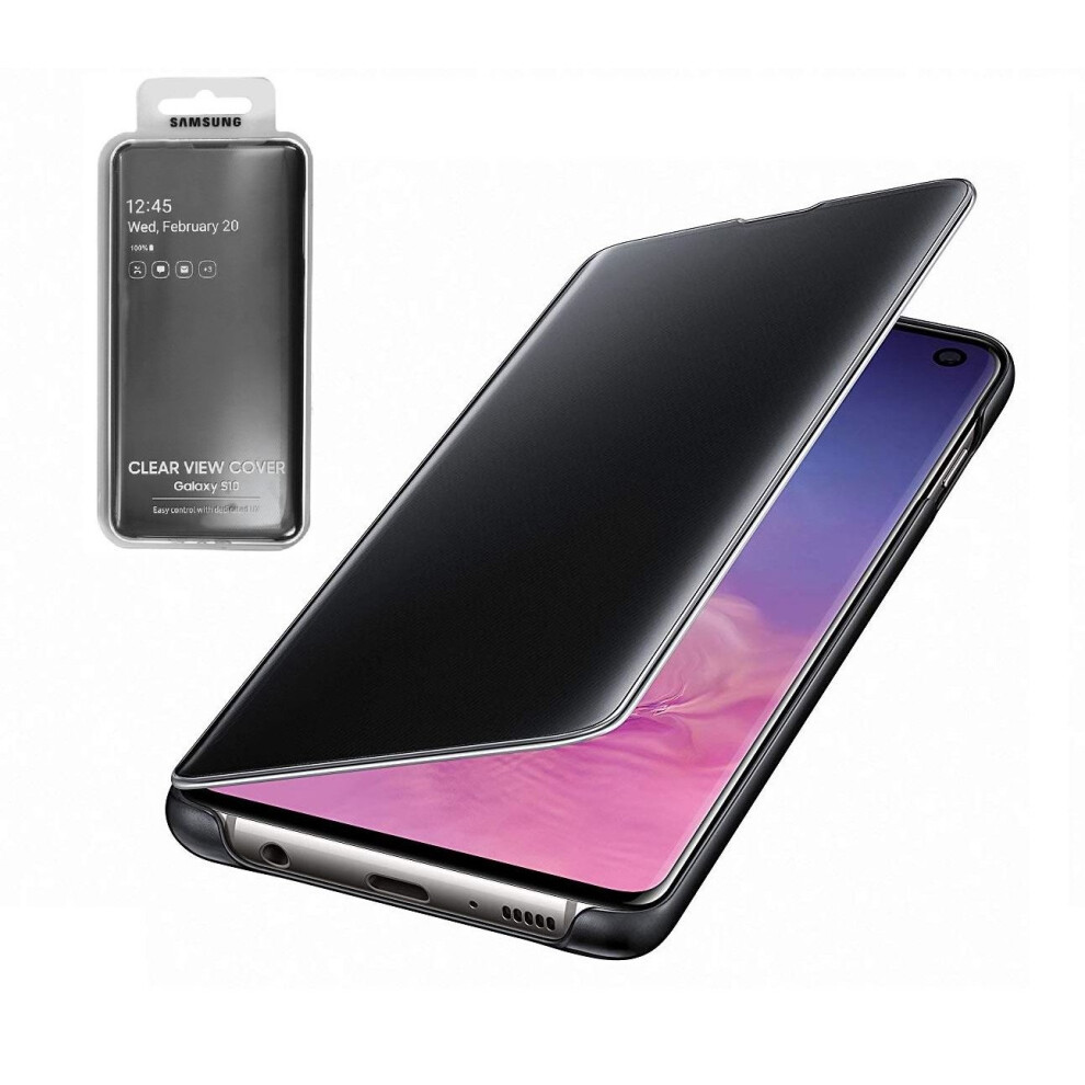 Black Official Genuine Original Samsung Clear View Standing Case Cover For Samsung Galaxy S10