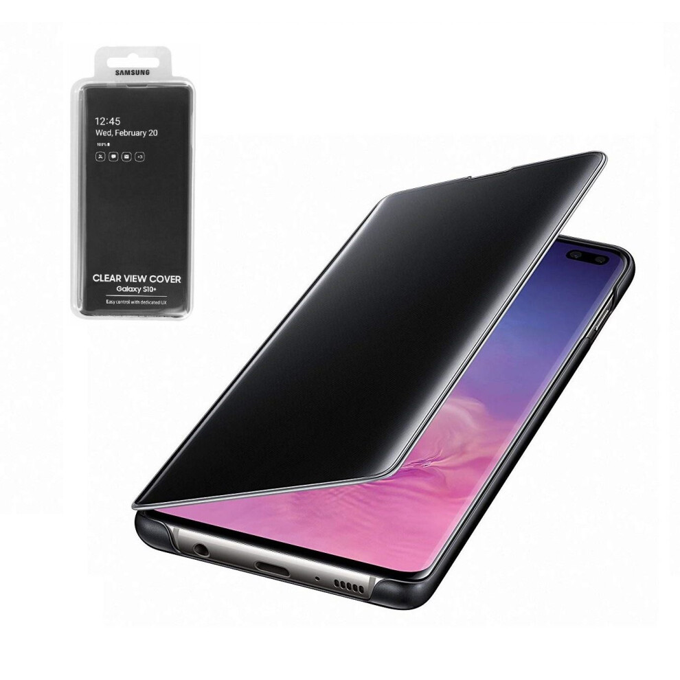 Official Genuine Samsung Galaxy S10+ Plus Clear View Case Flip Cover - Black